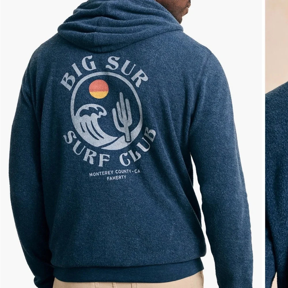 Faherty Big Sur Beach Fleece Zip Jacket in Deep Navy